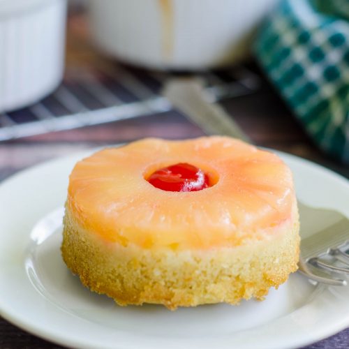 Mini Pineapple Upside Down Cakes in Ramekins - Dessert for Two