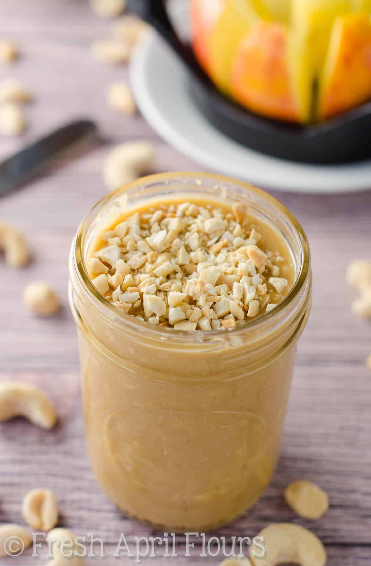 A jar of salted honey cashew peanut butter.