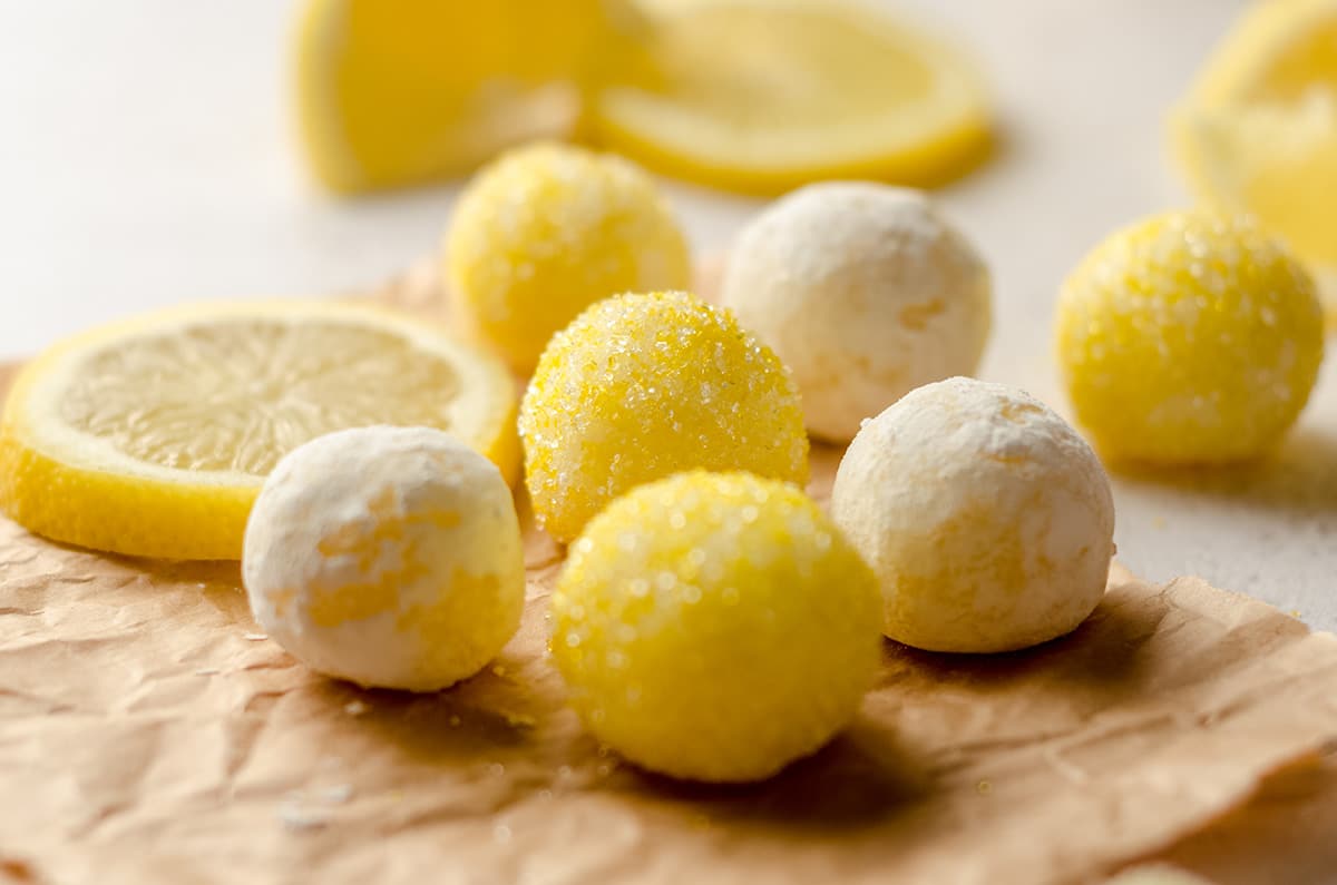 lemon truffles on parchment