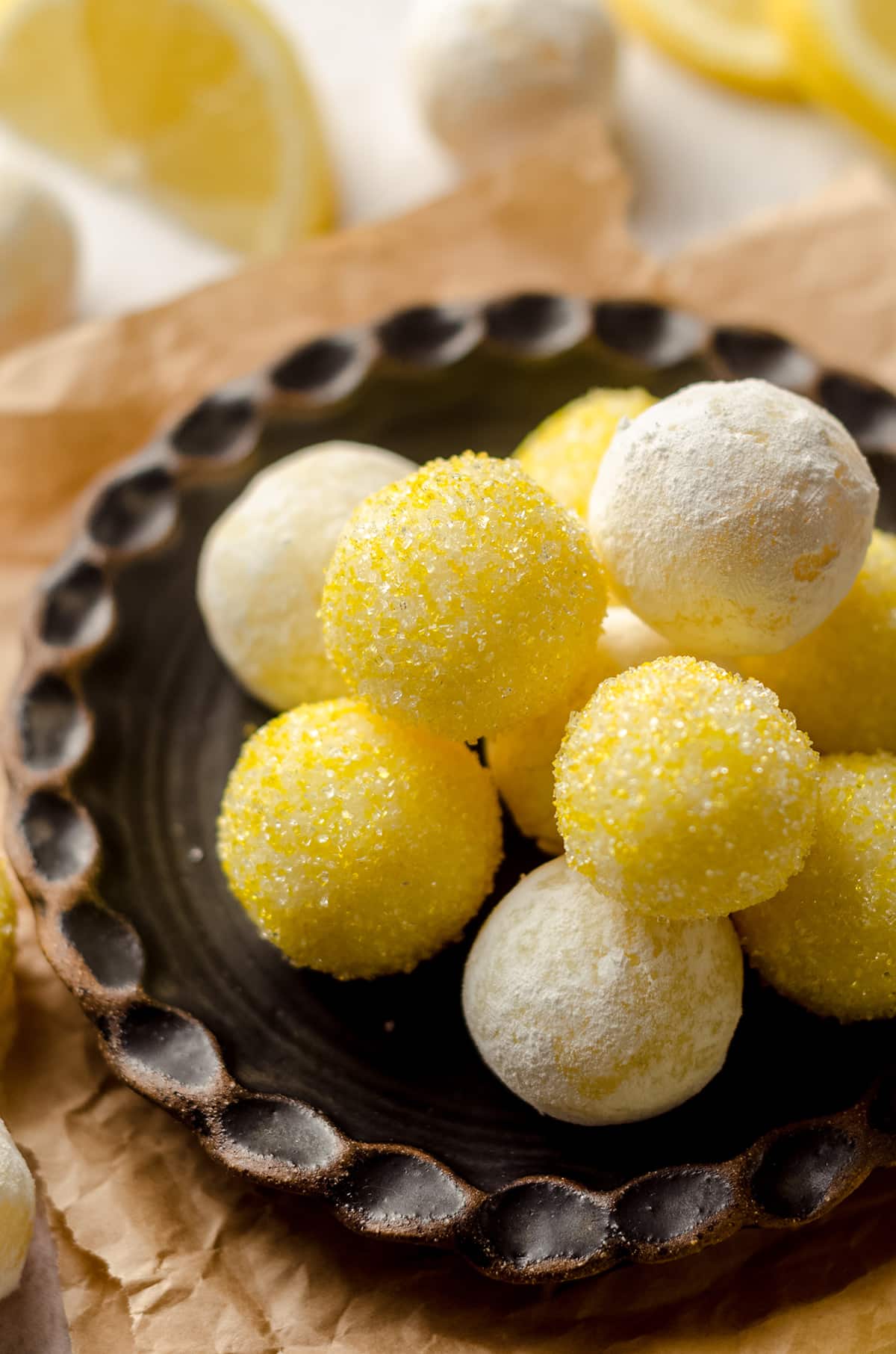 lemon truffles on a plate