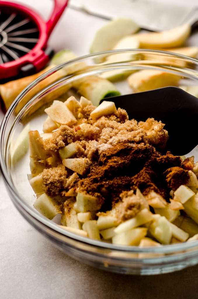 spiced apples in a glass bowl