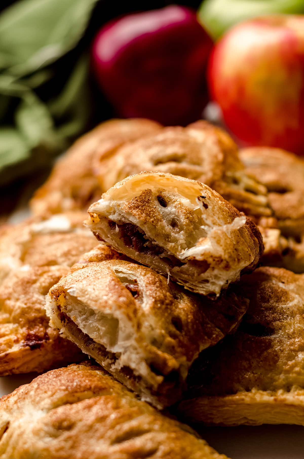 apple hand pie sliced open to see the inside