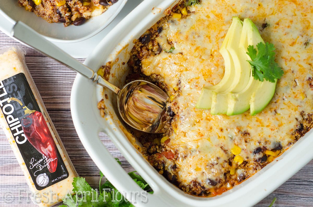 Cheesy Enchilada Quinoa Casserole