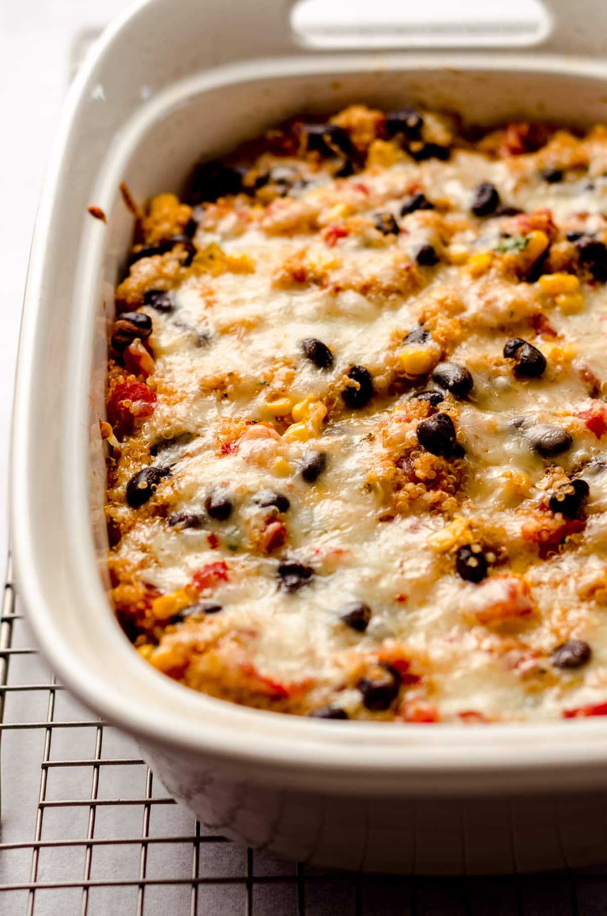 enchilada quinoa casserole in a dish