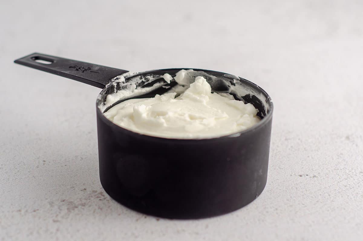 measuring cup of vegetable shortening