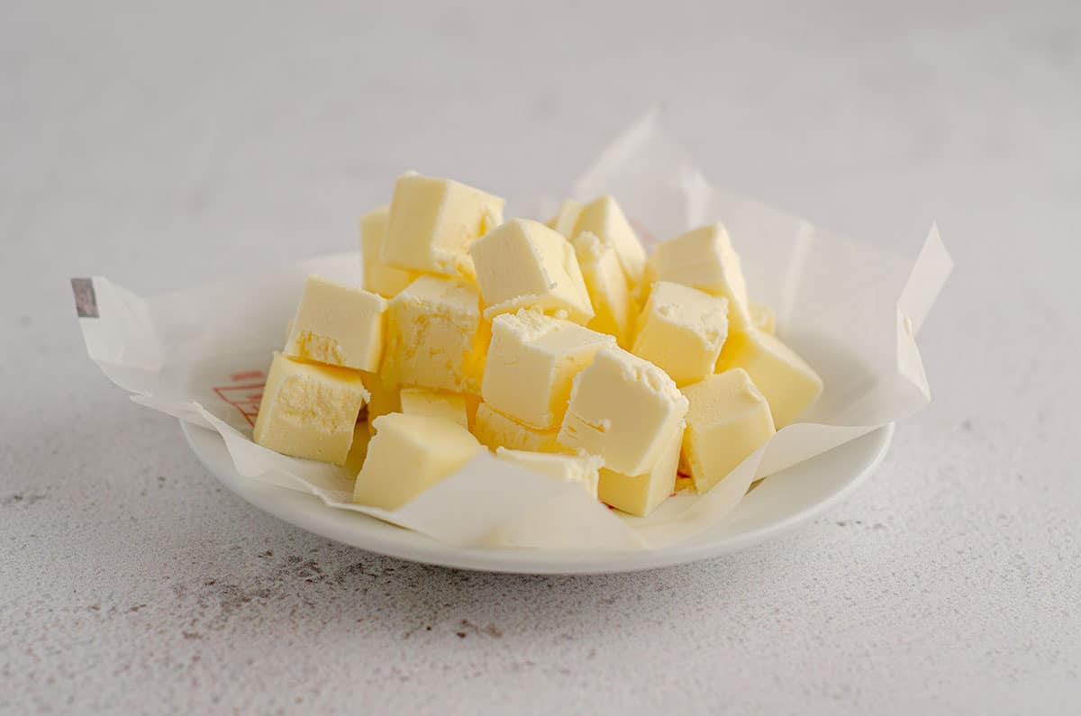 cubed butter on a plate