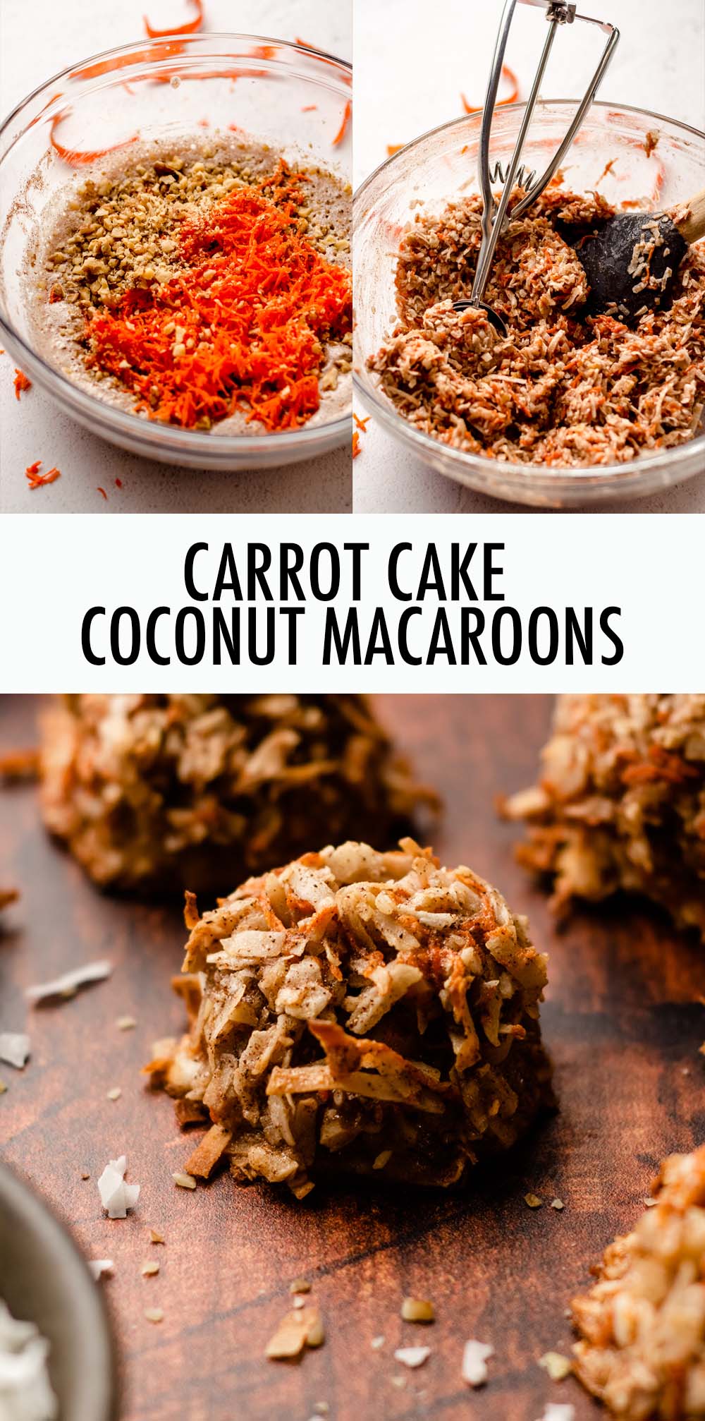 Crispy on the outside, moist and chewy on the inside, these easy coconut macaroons are filled with all of the flavors and warm spices of carrot cake. via @frshaprilflours