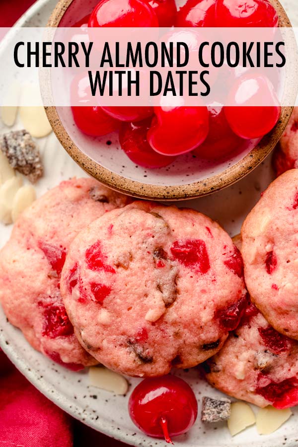 Soft-centered cookies filled with crunchy sliced almonds, sweet maraschino cherries, and chewy, flavorful dates. Perfect for your cookie jar any time of the year! via @frshaprilflours