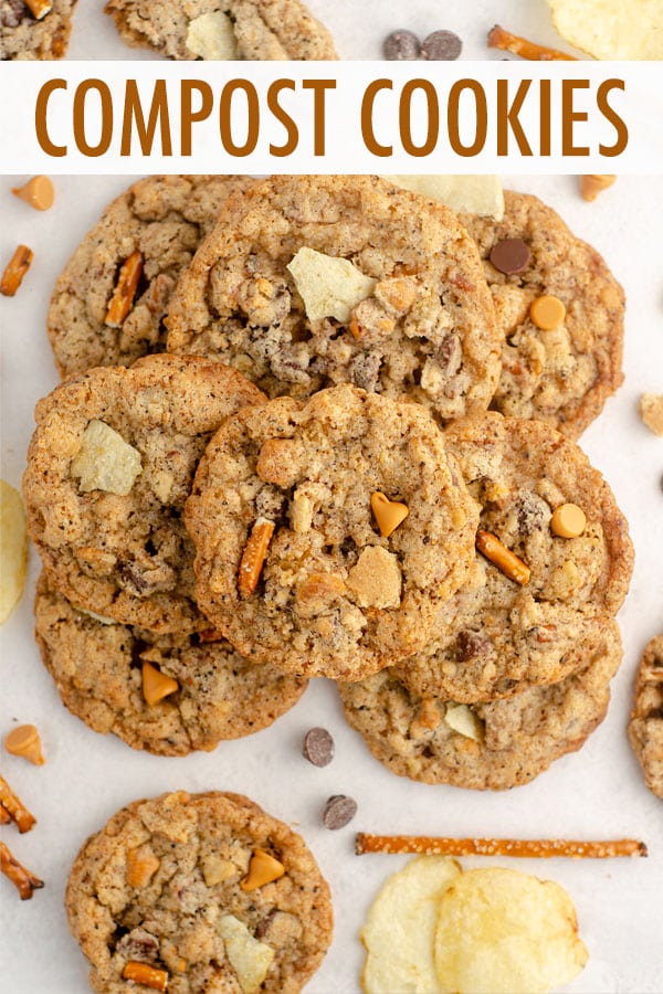 Crispy, buttery cookies filled with butterscotch and chocolate chips, graham crackers, oats, coffee grounds, pretzels, and potato chips. The perfect cookie for indecisive dessert lovers! via @frshaprilflours