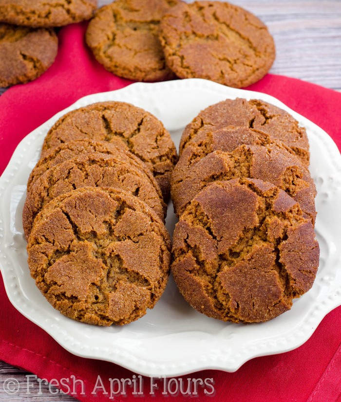 Gingersnap Cookies-- 2 Ways: Perfectly spiced molasses cookies-- either soft & chewy or crisp & crunchy. One recipe, two different results with just one ingredient swap.