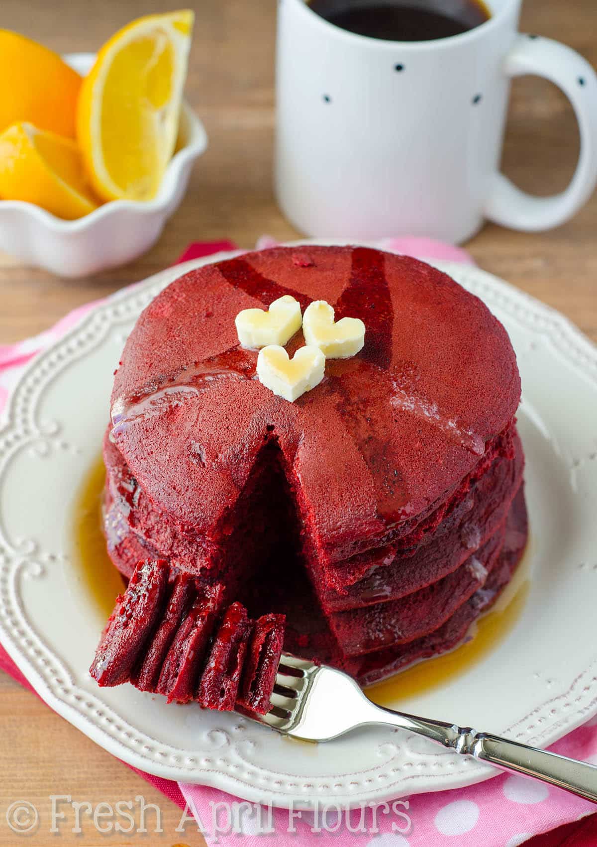 Ombre Heart-Shaped Pancakes Without Eggs