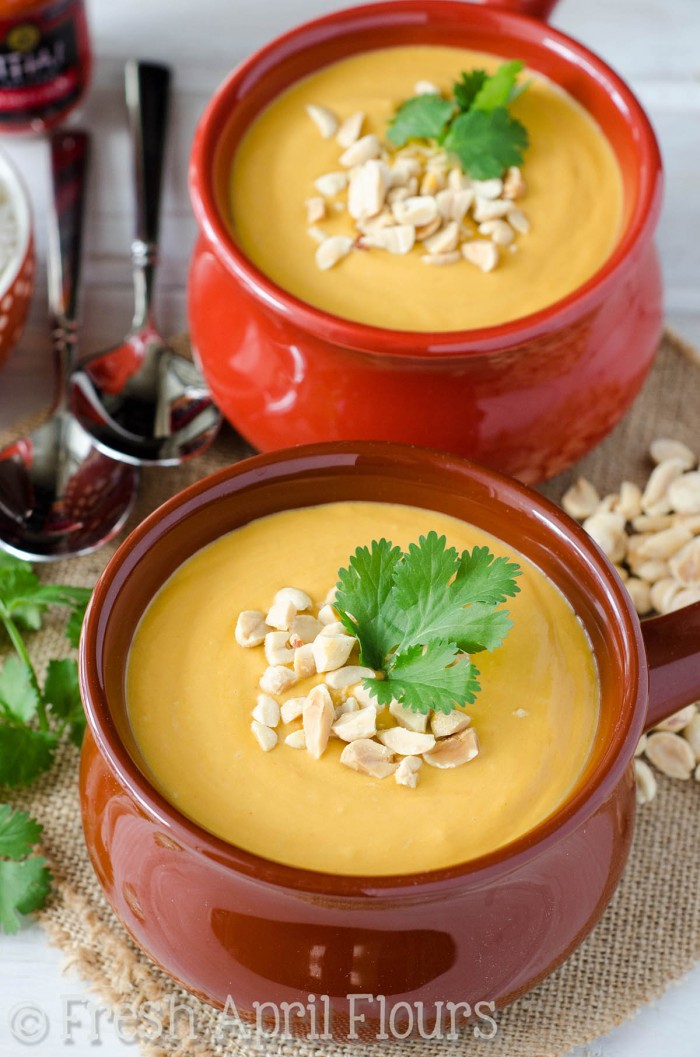 Thai Peanut Soup: Nutty and flavorful soup, filled with lots of veggies, a little bit of heat, and all of the flavors you love about Thai food. Serve over rice, add some meat, or add noodles to make this suit your meal needs and tastebuds.