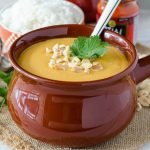 Thai Peanut Soup: Nutty and flavorful soup, filled with lots of veggies, a little bit of heat, and all of the flavors you love about Thai food. Serve over rice, add some meat, or add noodles to make this suit your meal needs and tastebuds.