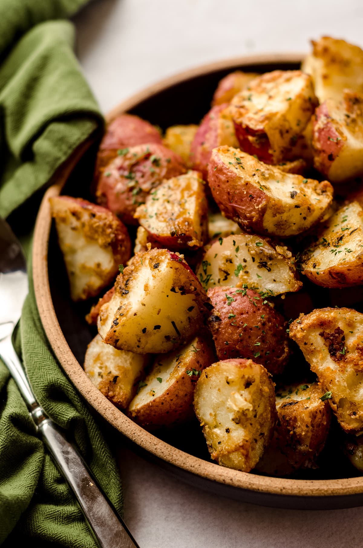 herbed potatoes in a bowl