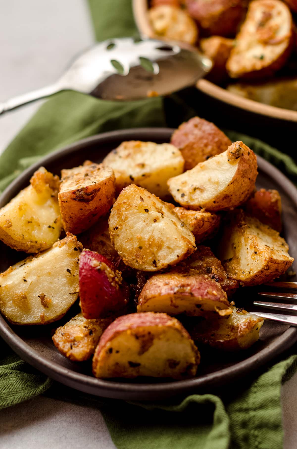 herbed red potatoes on a plate