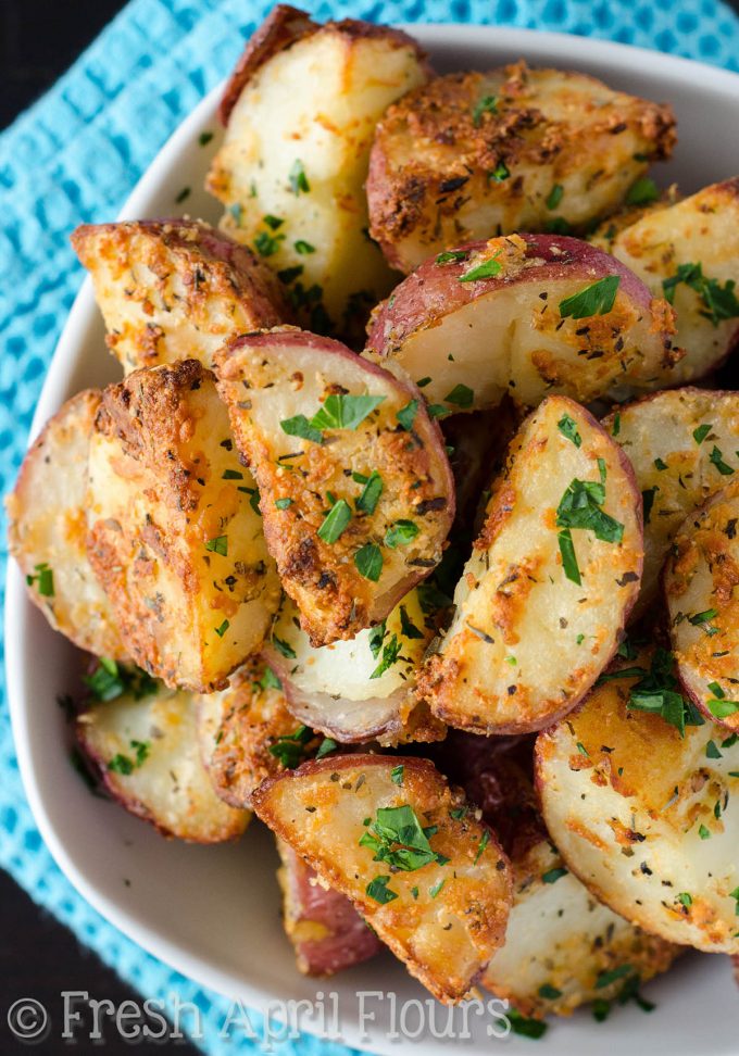 Roasted Herbed Red Potatoes: A quick and easy recipe for crisp and flavorful potatoes that go well with any meal of the day.