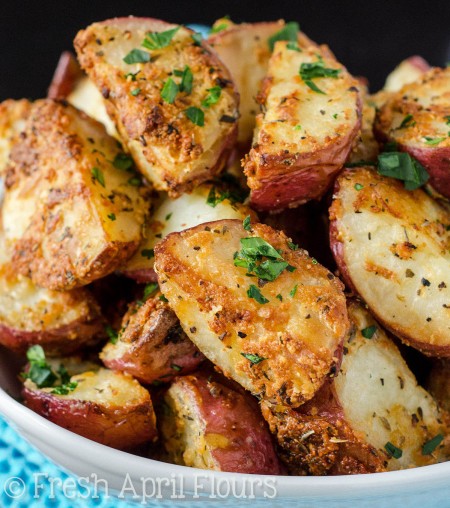 Roasted Herbed Red Potatoes: A quick and easy recipe for crisp and flavorful potatoes that go well with with any meal of the day.