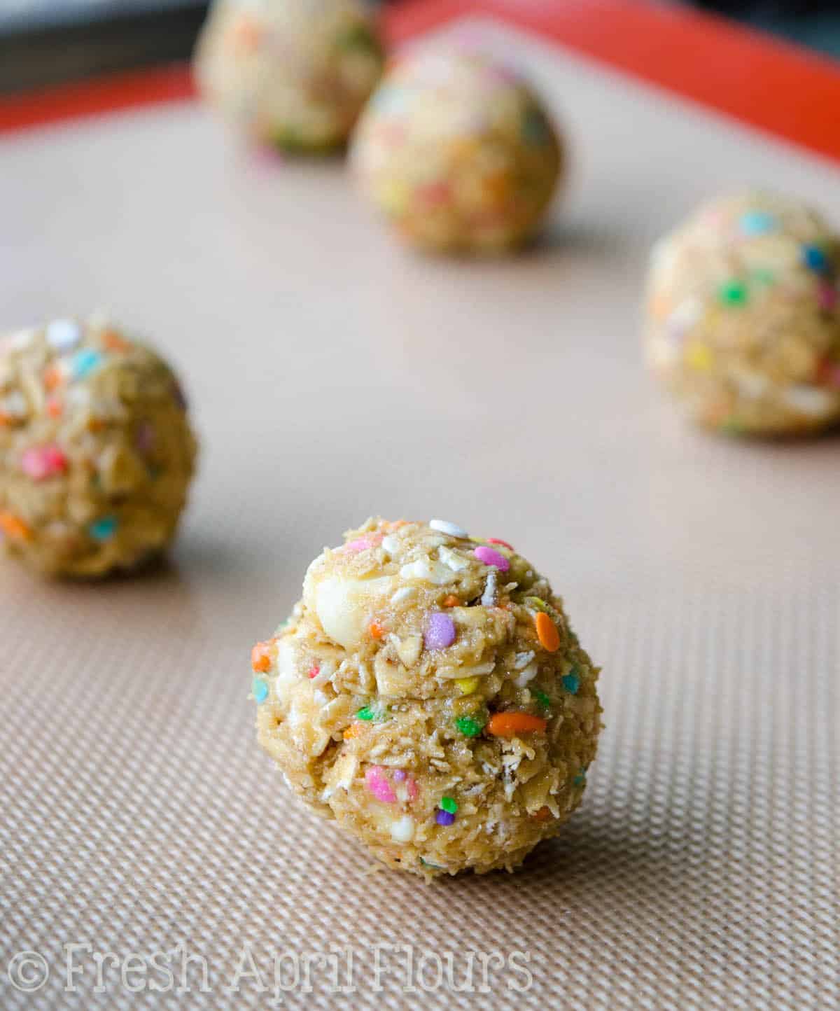 Funfetti White Chocolate Chip Oatmeal Cookies