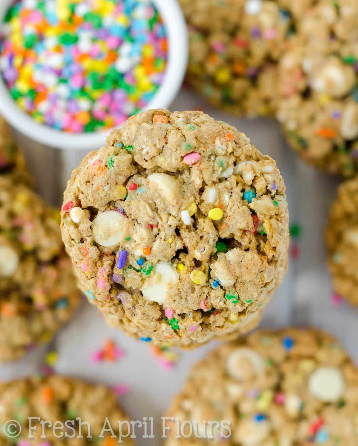 Funfetti White Chocolate Chip Oatmeal Cookies