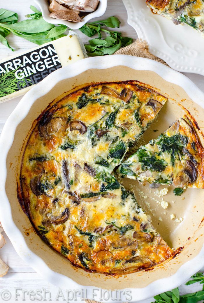 Crustless Mushroom & Tarragon Quiche: This incredibly flavorful quiche features earthy mushrooms, aromatic tarragon, and ultra creamy tarragon ginger cheese. Great for a hearty low-carb meal.