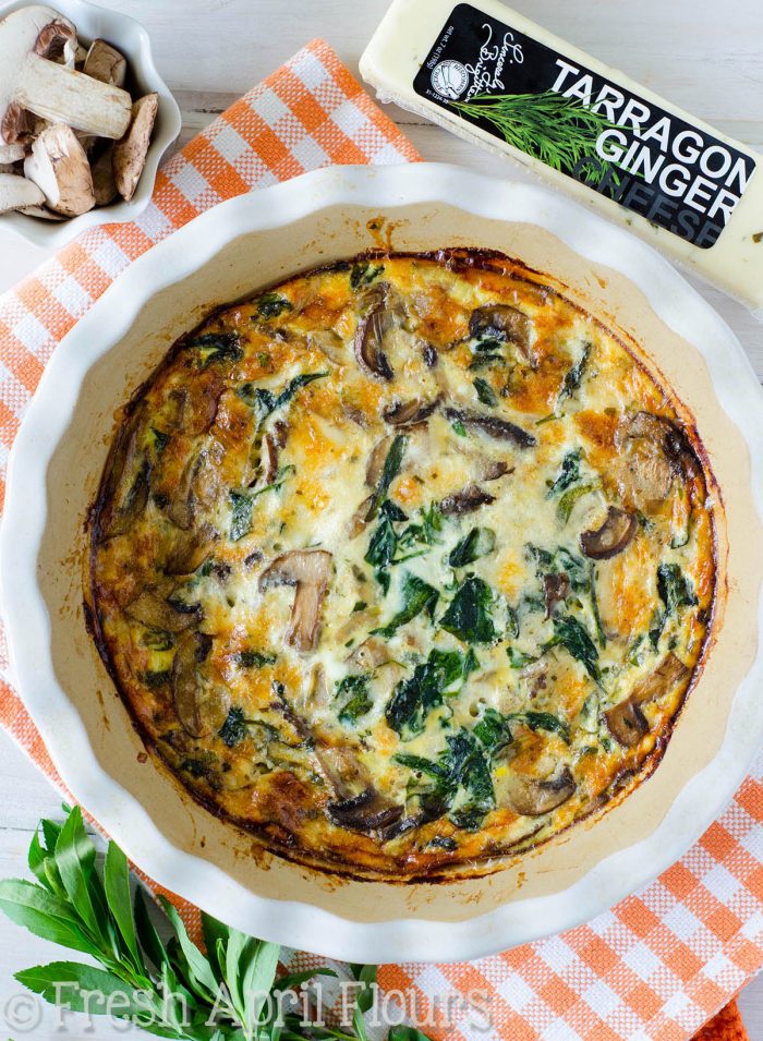 Crustless Mushroom & Tarragon Quiche: This incredibly flavorful quiche features earthy mushrooms, aromatic tarragon, and ultra creamy tarragon ginger cheese. Great for a hearty low-carb meal.