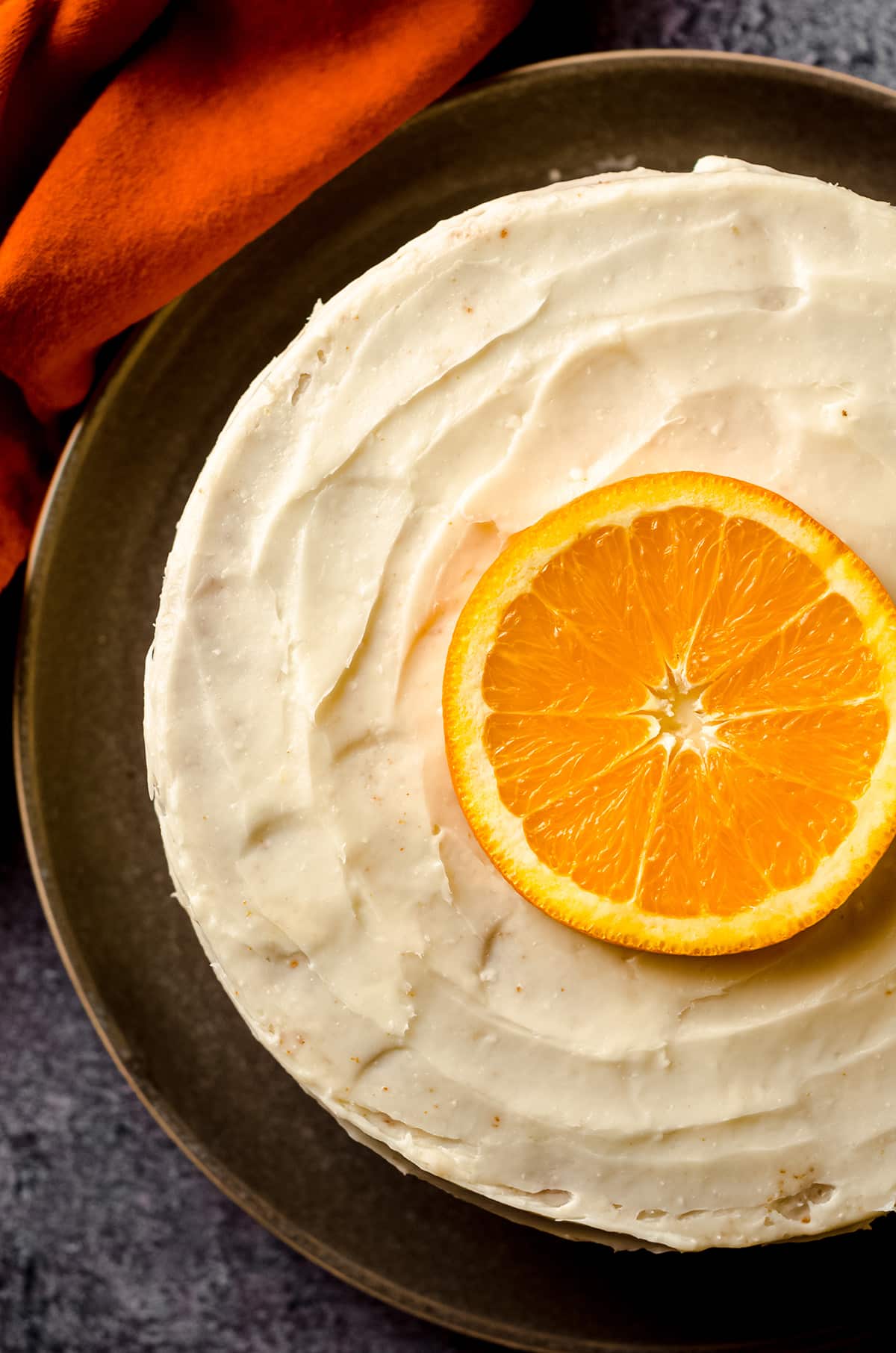 aerial photo of orange creamsicle layer cake