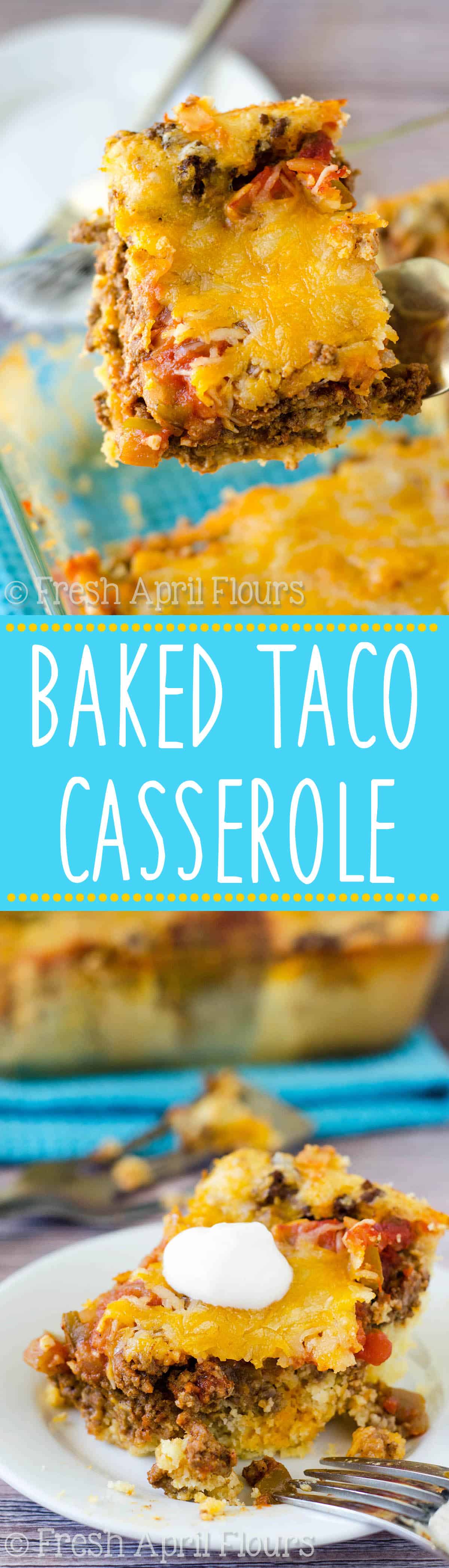 An easy casserole layered with quick cornbread, seasoned meat, salsa, and cheese. Perfect for a quick weeknight meal and makes great leftovers! via @frshaprilflours