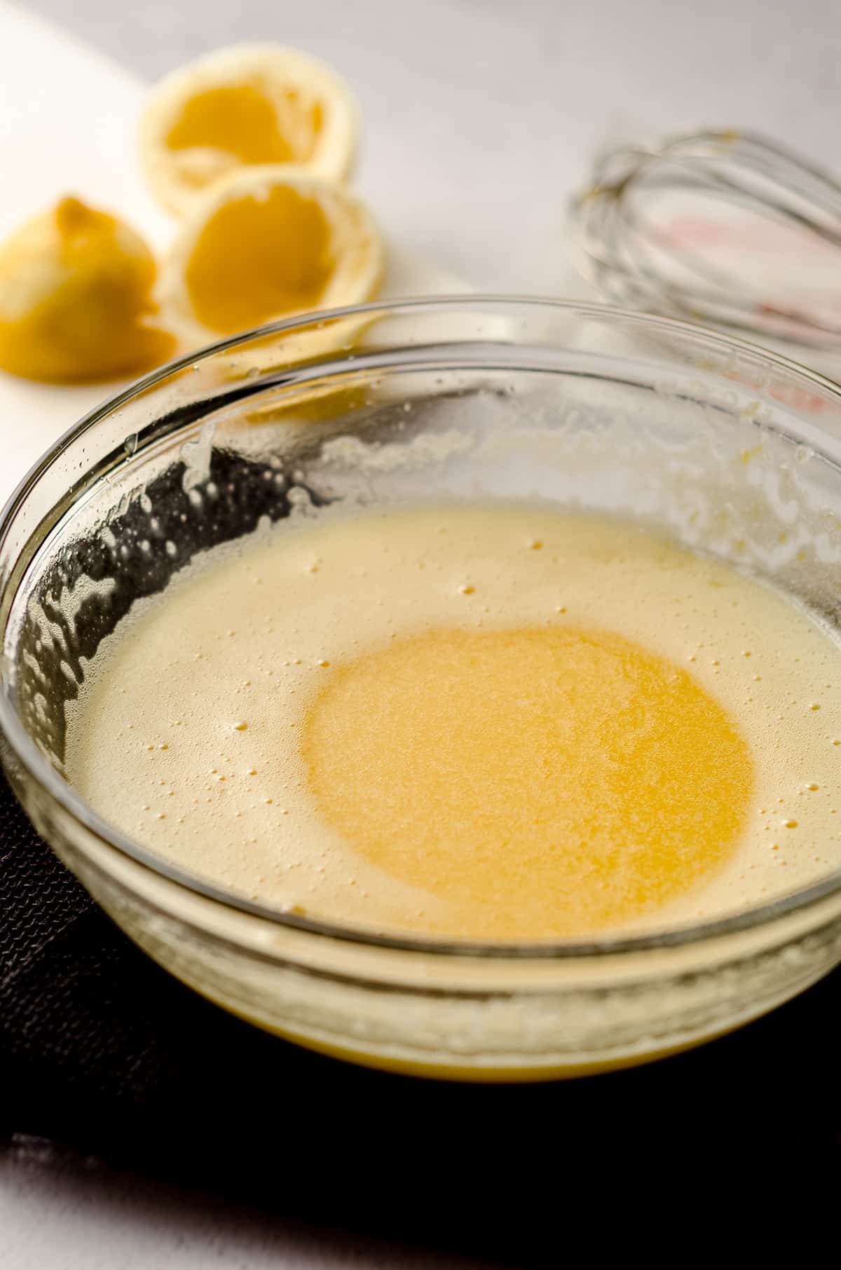 lemon curd in a glass bowl ready to chill