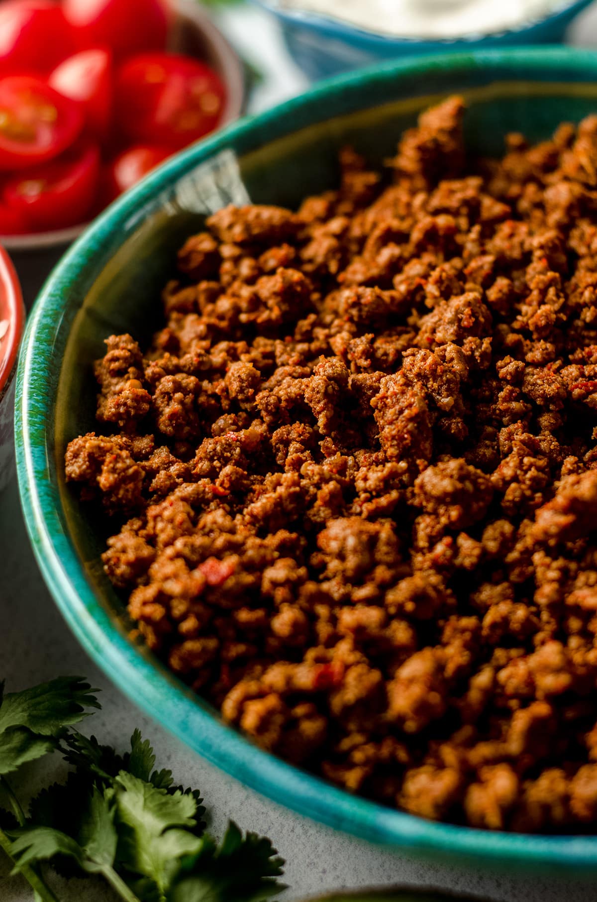 browned seasoned taco meat in a bowl