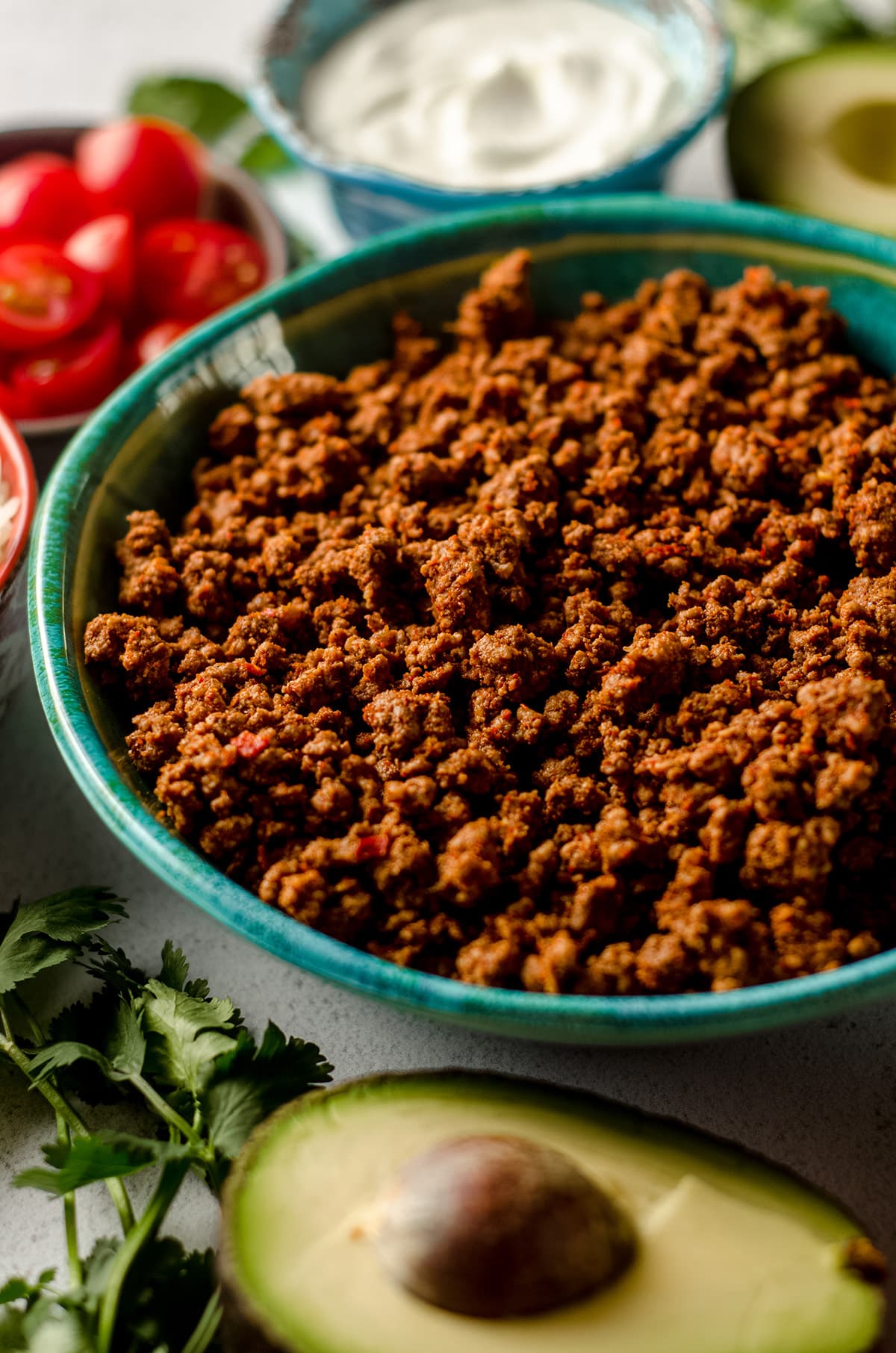 browned seasoned taco meat in a bowl