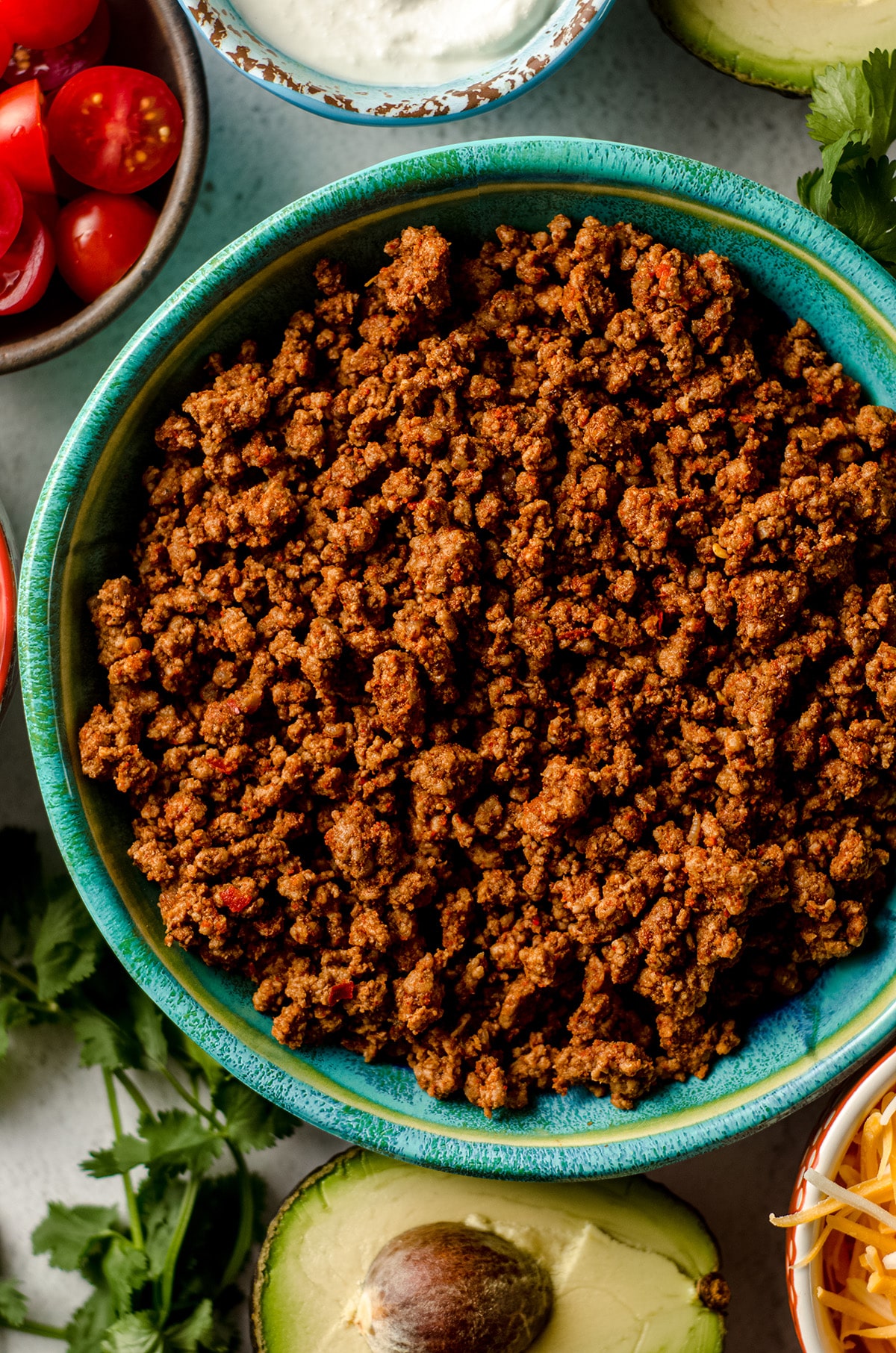 browned seasoned taco meat in a bowl