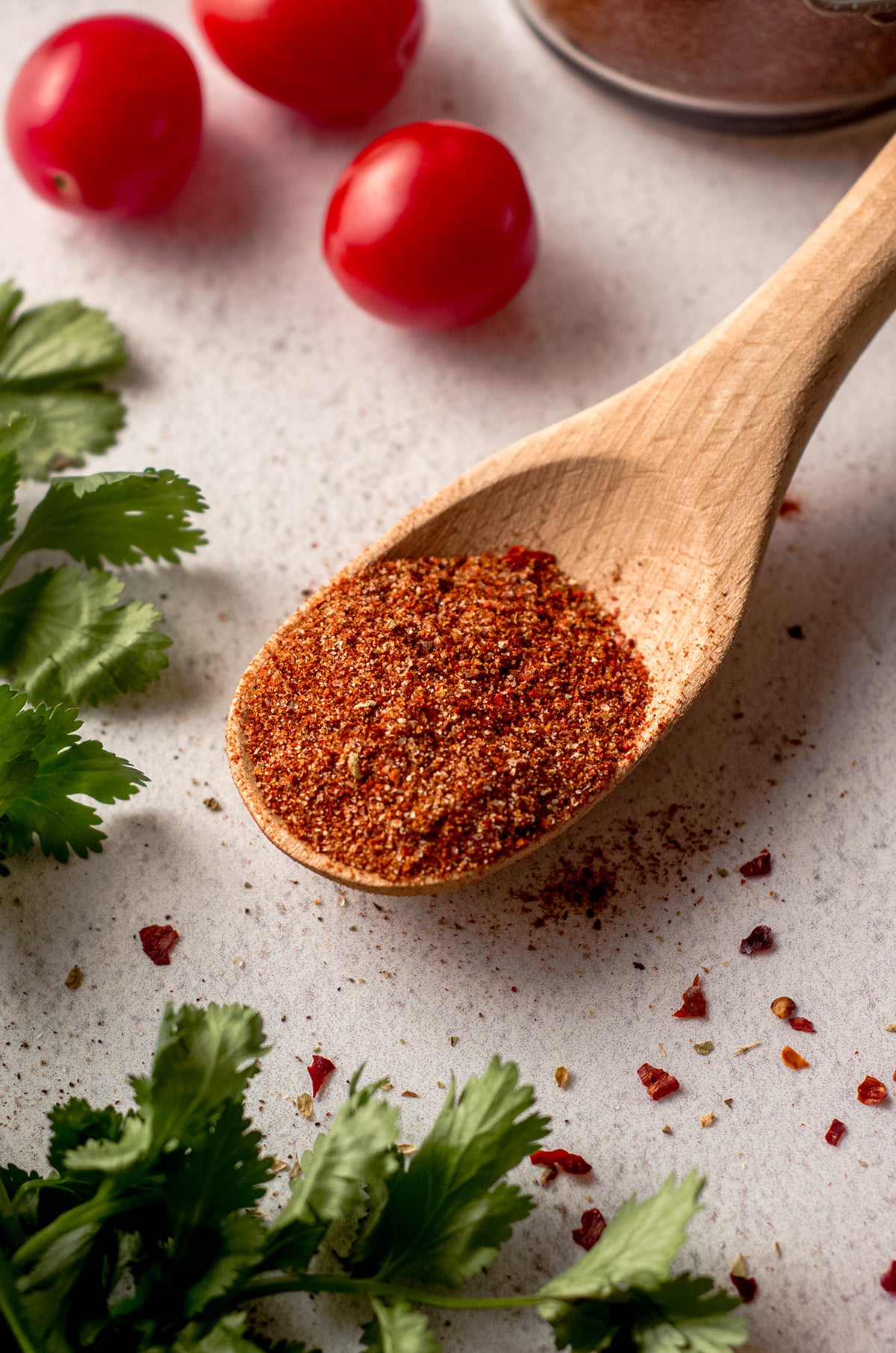 gluten free taco seasoning on a scooping spoon