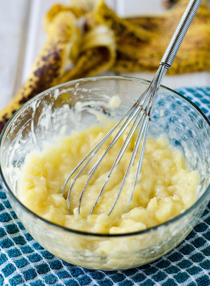 Banana Bread Pudding: A simple bread pudding made with Greek yogurt and egg custard soaked bread sweetened with brown sugar and naturally sweet bananas.