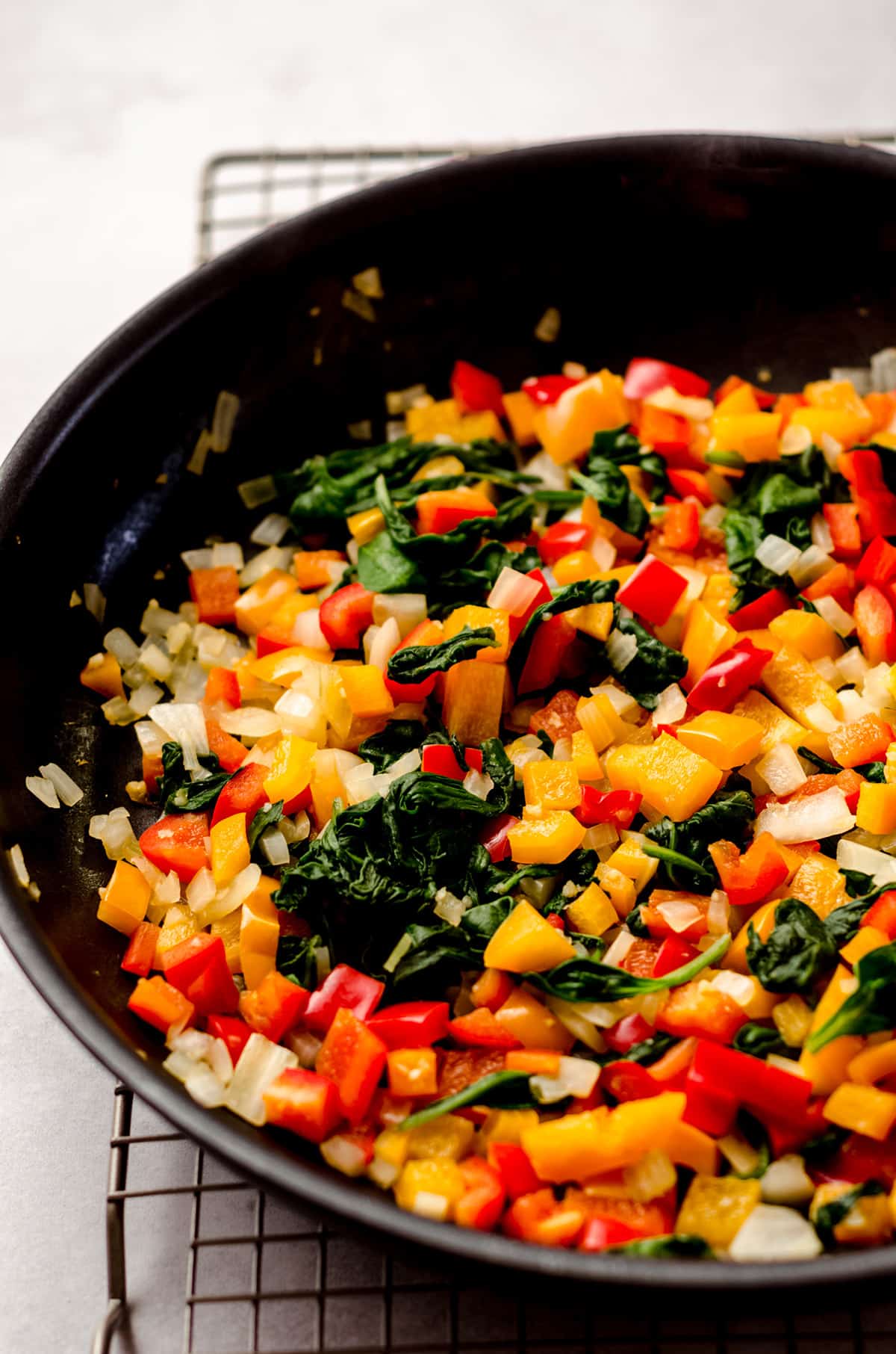 sauteed veggies in a saucepan