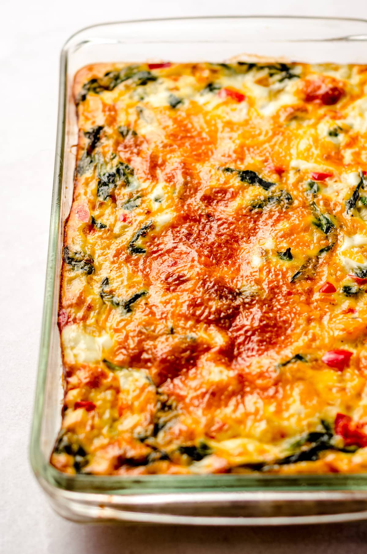 gluten free breakfast casserole in a baking dish