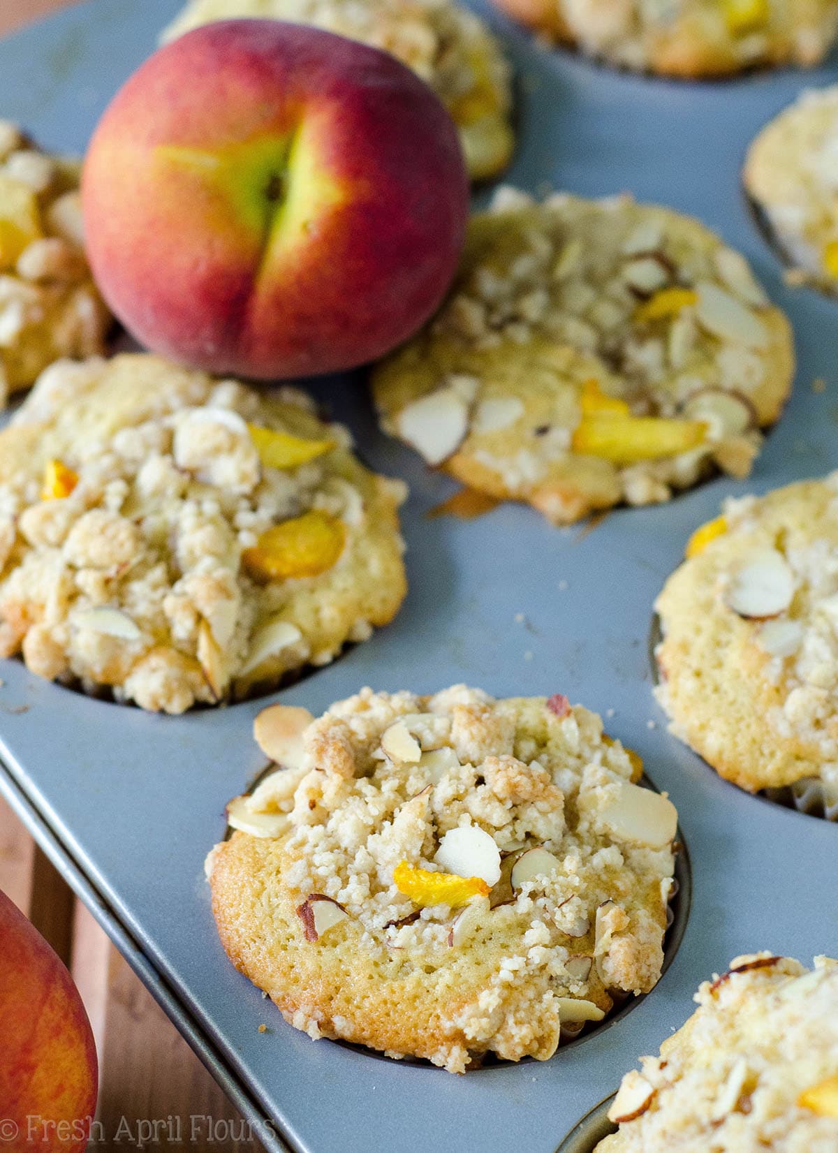 Peach Almond Streusel Muffins Fresh April Flours