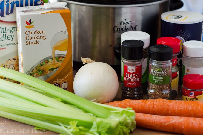 Slow Cooker Creamy Chicken and Wild Rice Soup: An easy set-it-and-forget-it recipe for creamy chicken and wild rice soup for the slow cooker. Perfect for cold weather and freezing for on-hand meals.