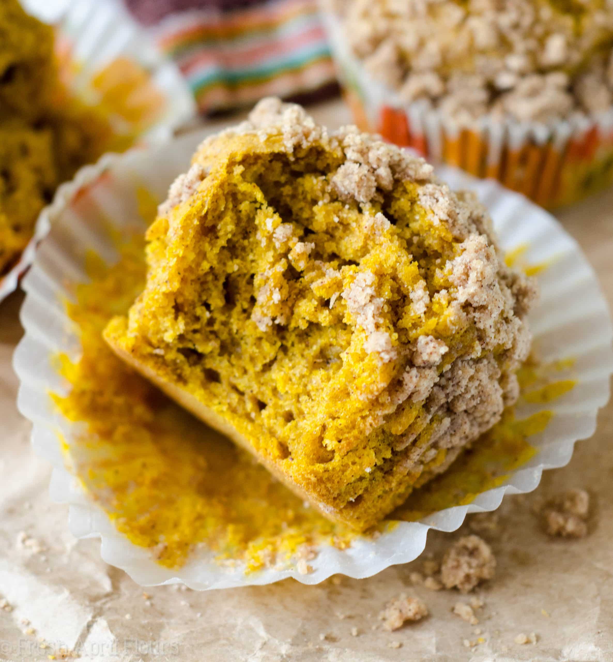 pumpkin muffin with a bite taken out of it