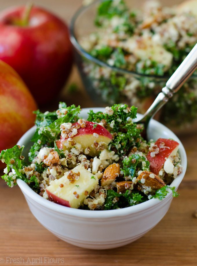 Apple, Quinoa, and Almond Kale Salad