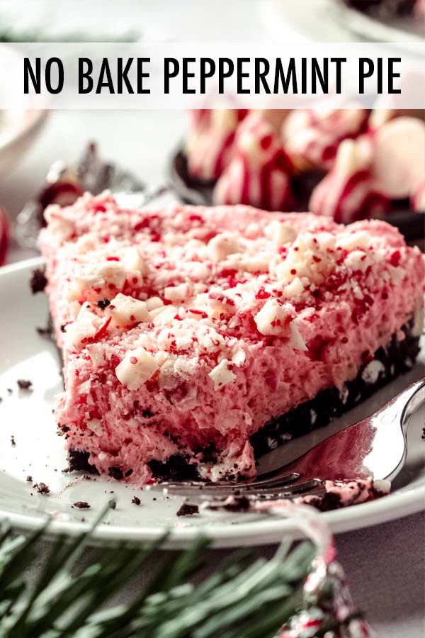 This no bake peppermint pie starts with an Oreo crust filled with a creamy peppermint cheesecake filling studded and topped with candy cane Hershey's Kisses. This recipe doesn't use any gelatin, can be made ahead of time, and can even be frozen to save you even more time.  via @frshaprilflours