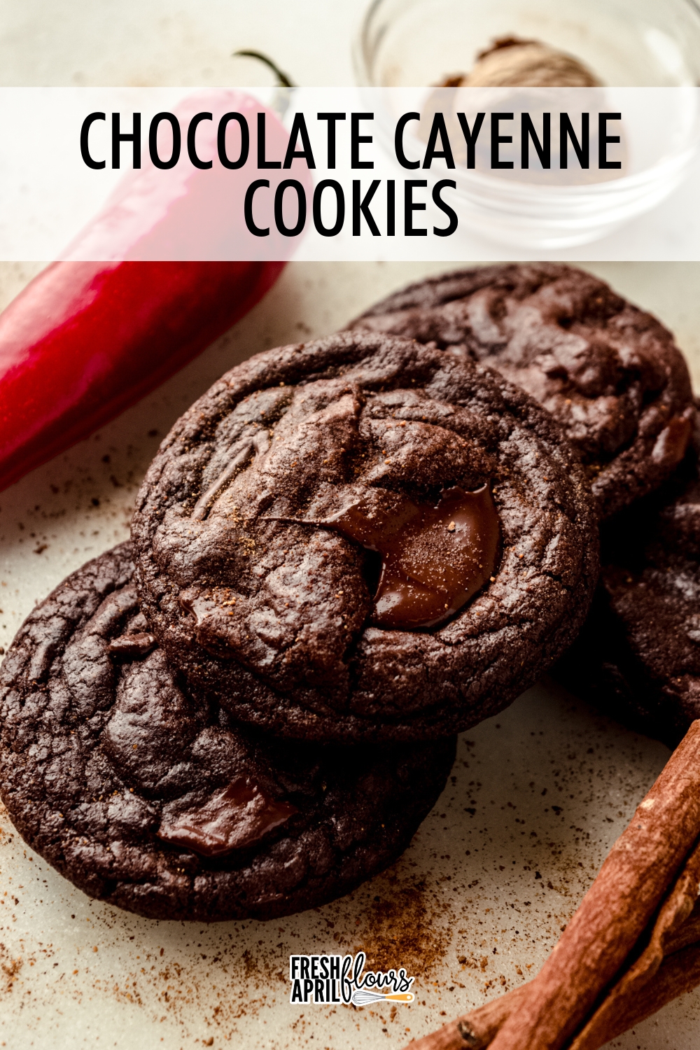 Rich and decadent chocolate cookies spiced with the subtle flavors of cayenne, cinnamon, and nutmeg. Sweet and spicy at its finest! via @frshaprilflours