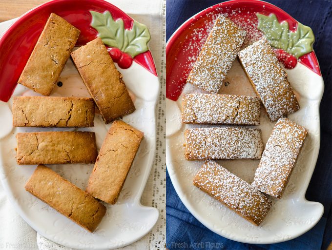 Gingerbread Biscotti: Traditional Italian cookies spiced with all the flavors of the holiday season, ready for a dunk in some eggnog!