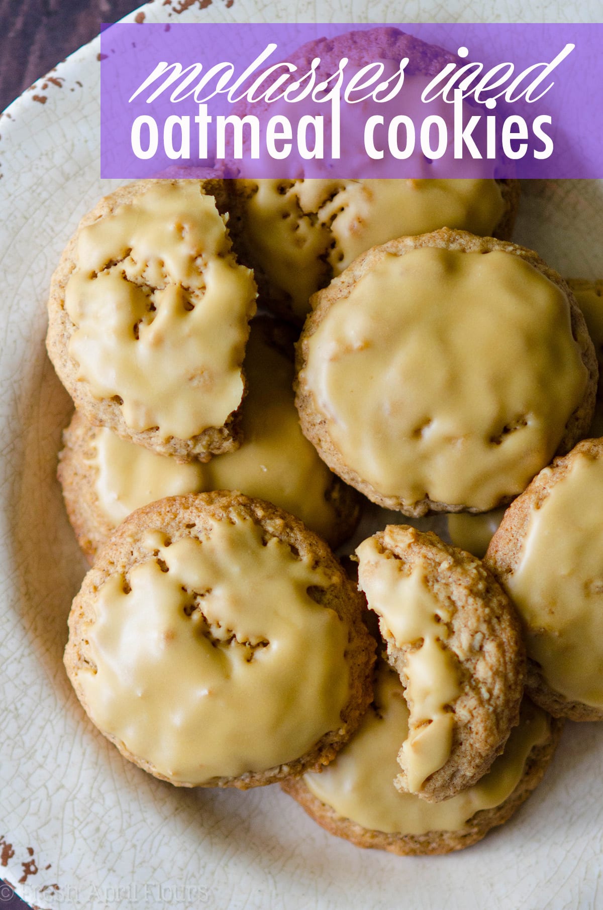 Molasses Iced Oatmeal Cookies: Quick and easy oatmeal cookies covered in a sweet and bold-flavored molasses icing. via @frshaprilflours