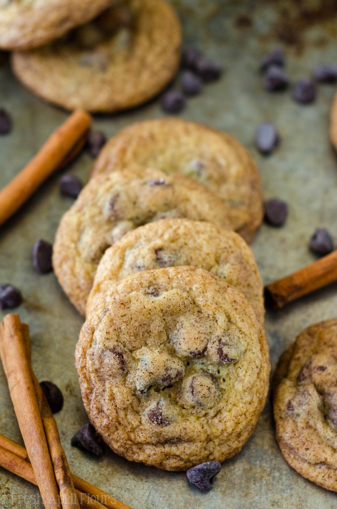 Snickerdoodle Chocolate Chip Pudding Cookies: Soft and chewy pudding cookies filled with chocolate chips with a generous cinnamon-sugar coating.