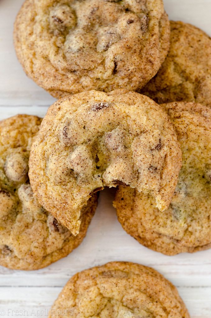 Snickerdoodle Chocolate Chip Pudding Cookies: Soft and chewy pudding cookies filled with chocolate chips with a generous cinnamon-sugar coating.