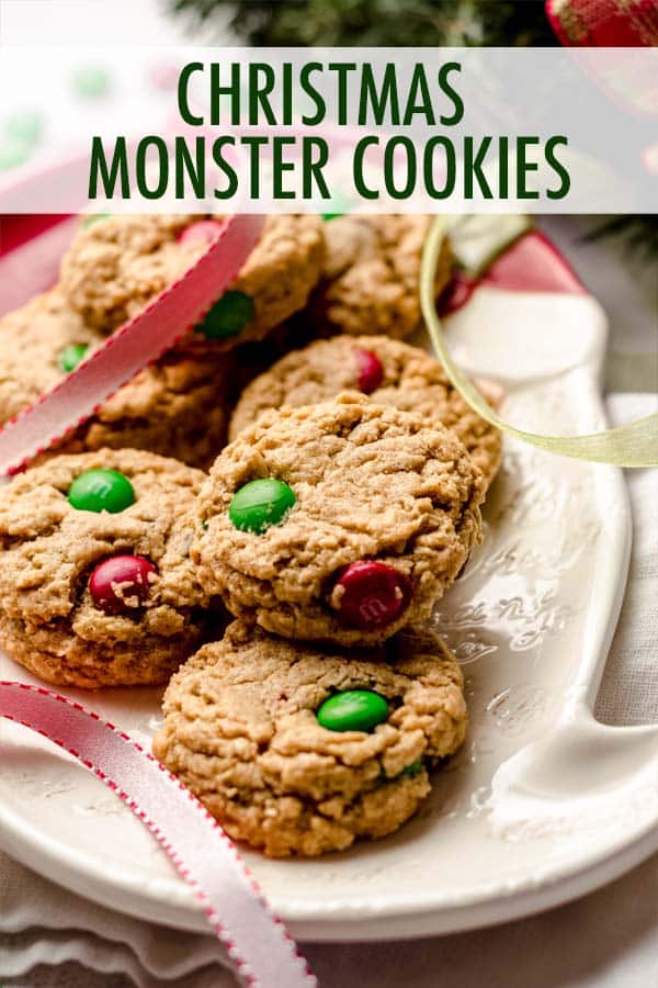 Quick and easy peanut butter oatmeal cookies filled with chocolate chips and m&m's. via @frshaprilflours