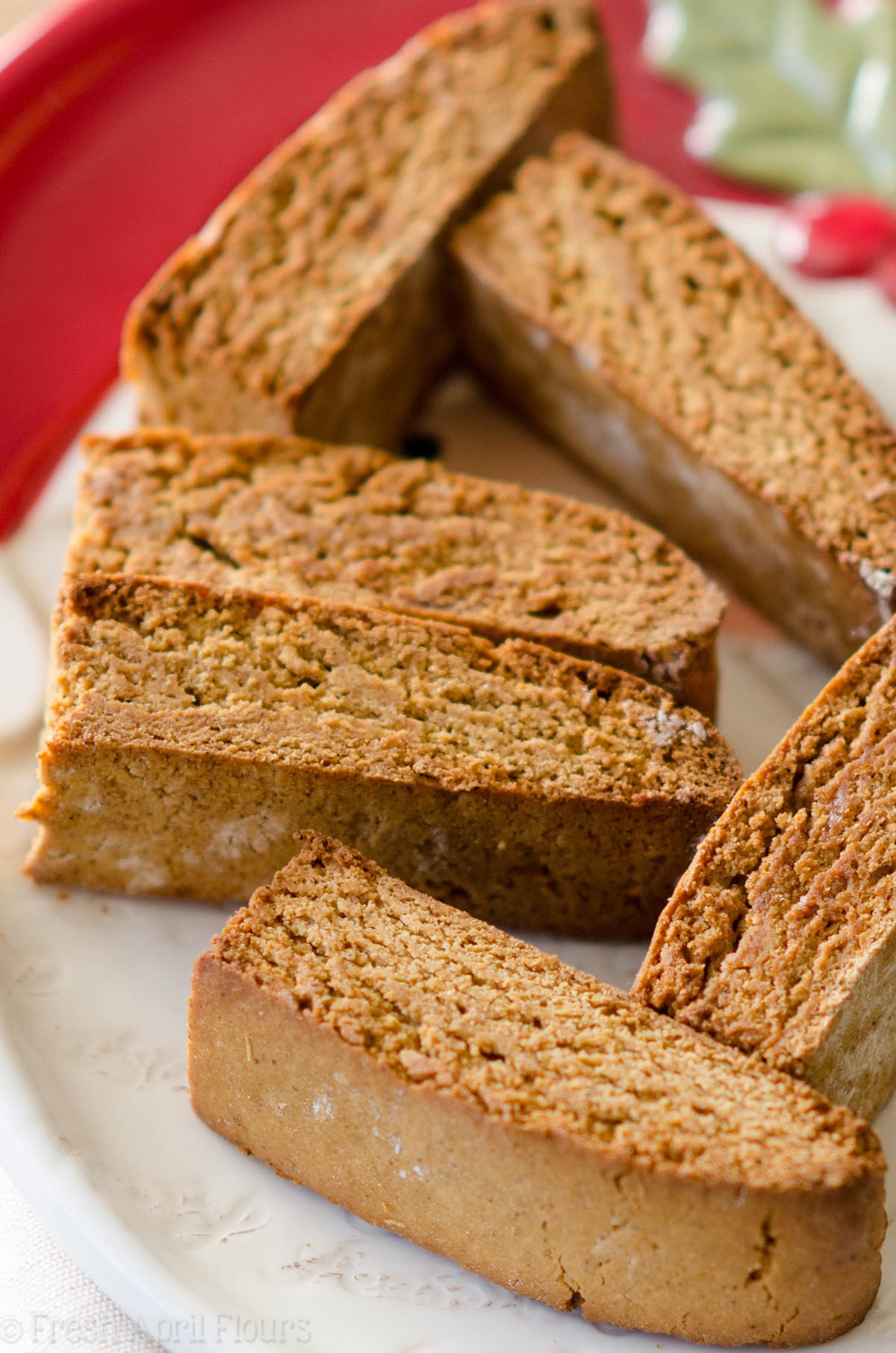 Gingerbread Biscotti: Traditional Italian cookies spiced with all the flavors of the holiday season, ready for a dunk in some eggnog!