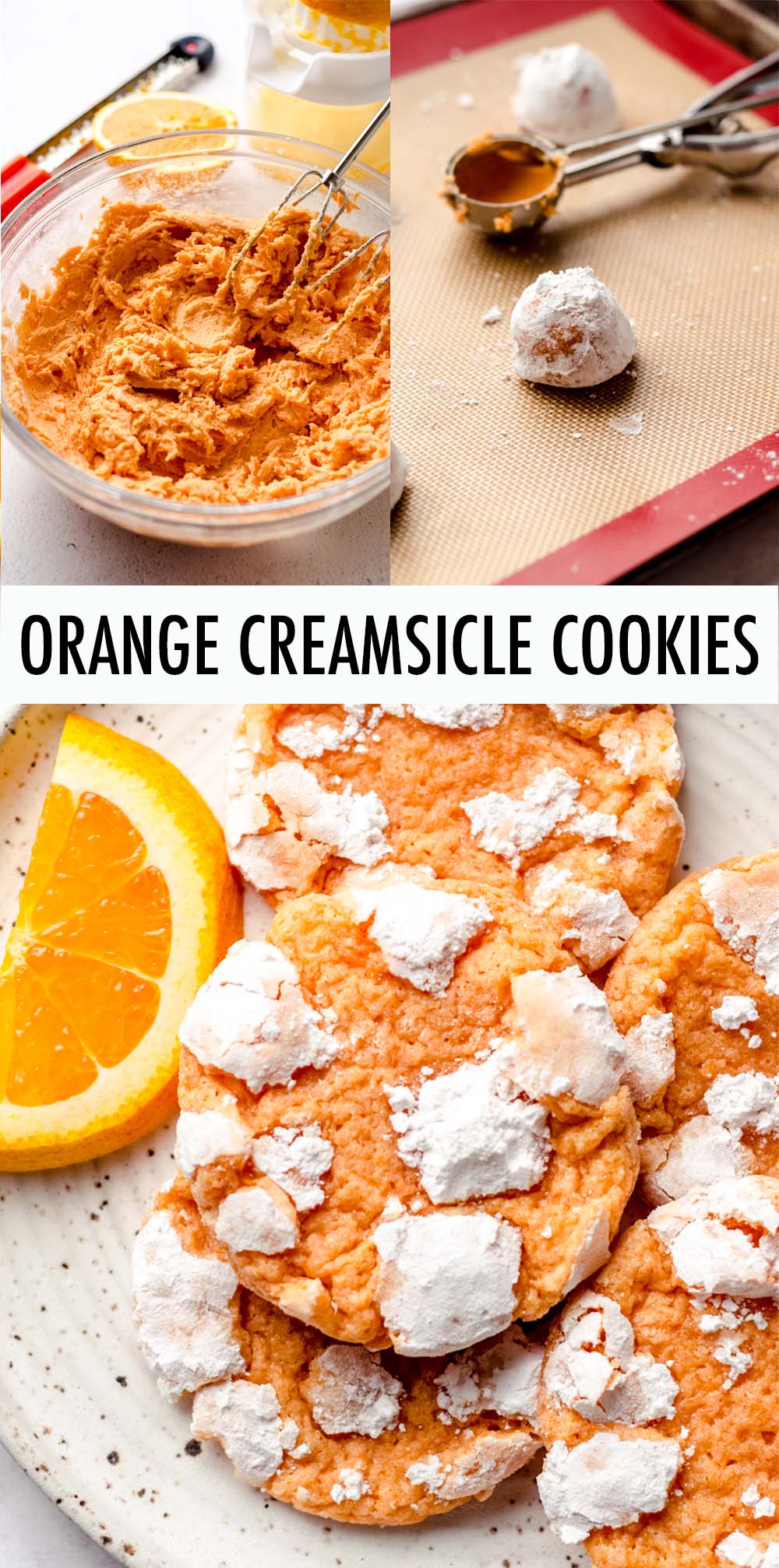 Just like the orange creamsicles you loved as a kid, these orange creamsicle cookies are bursting with sweet and creamy vanilla orange flavor and rolled in powdered sugar just before baking for that extra melt-in-your-mouth experience. via @frshaprilflours