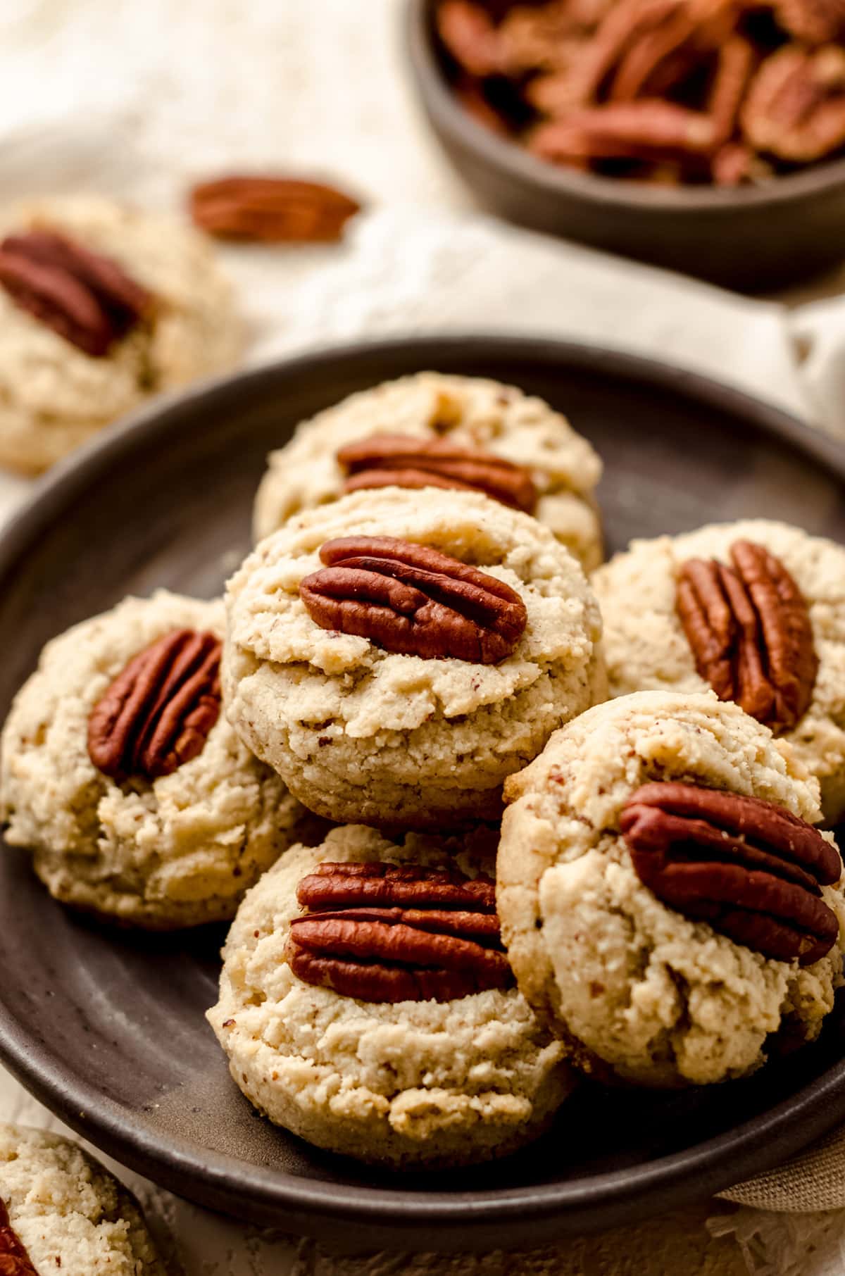 gluten free pecan sandies on a plate