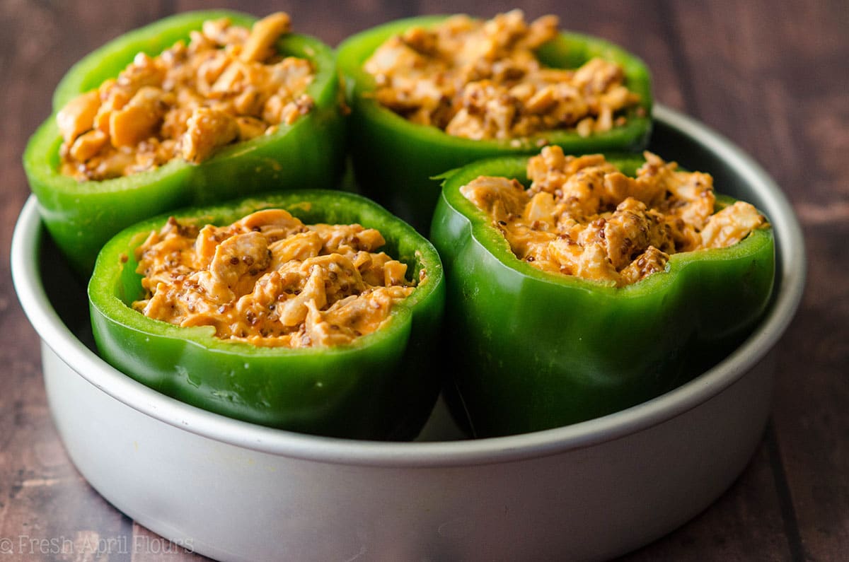 Buffalo Chicken Stuffed Peppers: An easy, make-ahead weeknight meal that makes great leftovers and can be easily doubled to feed a crowd or larger family.